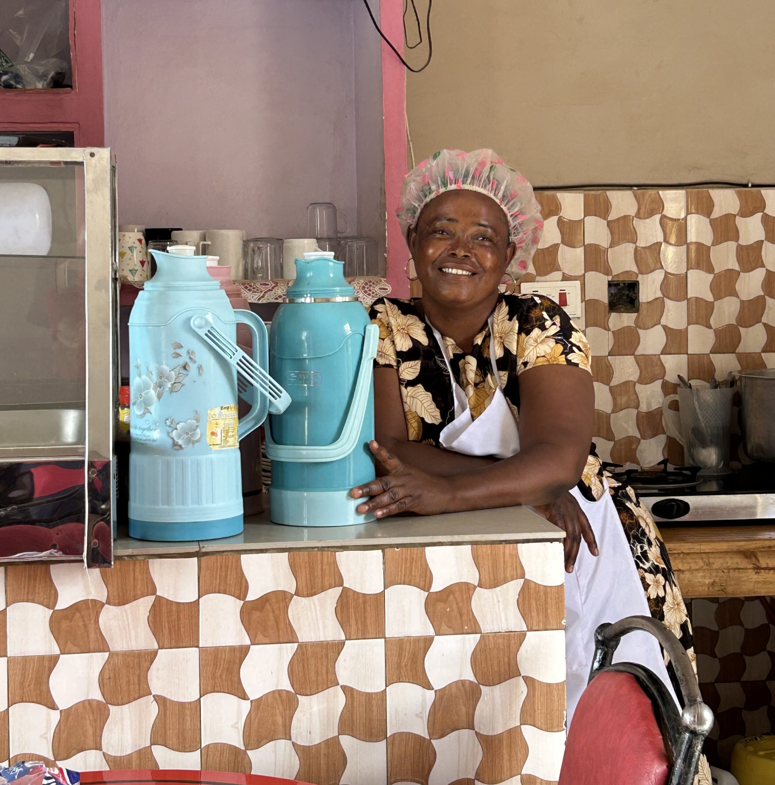 woman with thermoses